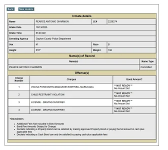 Antonio Pearce newest booking info on marijuana charge and others.webp