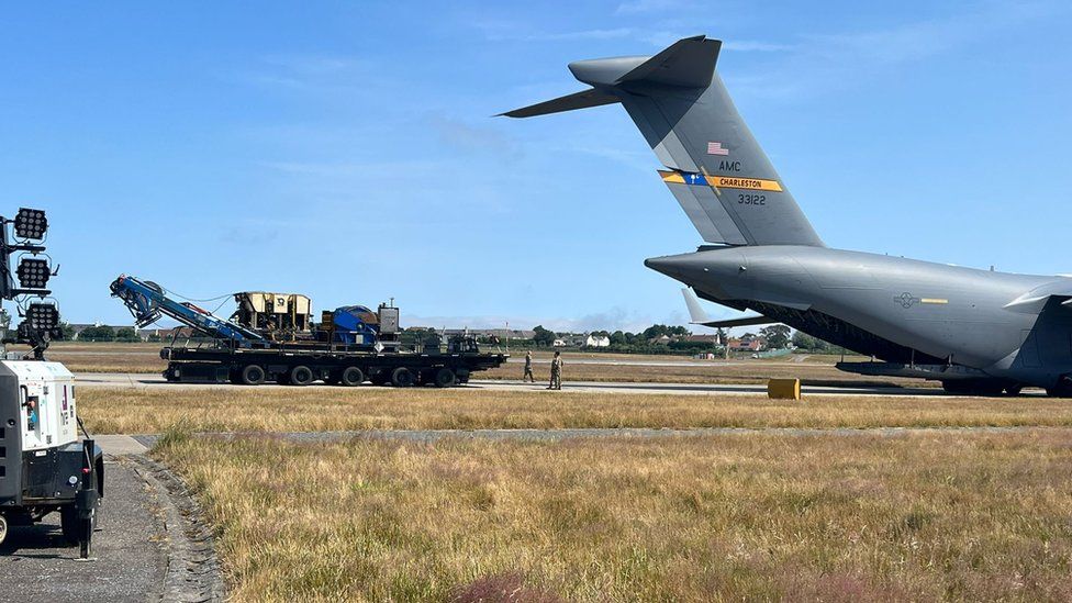 The ROV being loaded into the back of the aircraft at Jersey Airport