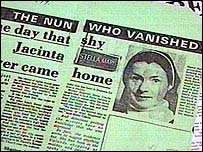 Newspaper stories on Sister Jacinta's disappearance