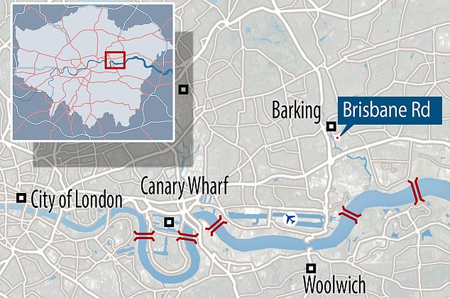 Map showing the location that Harshita's body was discovered on Brisbane road
