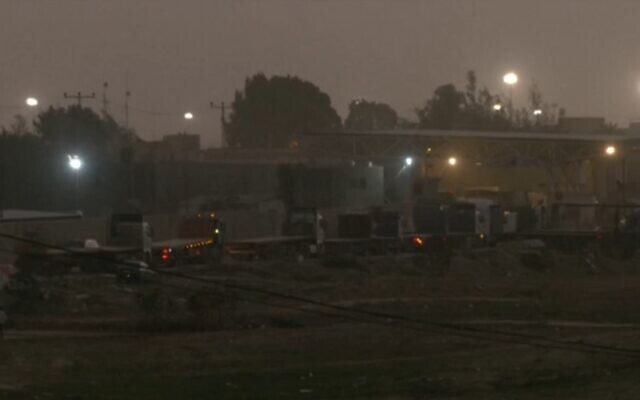 A view of the Rafah crossing between the Gaza Strip and Egypt ahead of the expected release of Israeli hostages, November 26, 2023. (Screenshot)