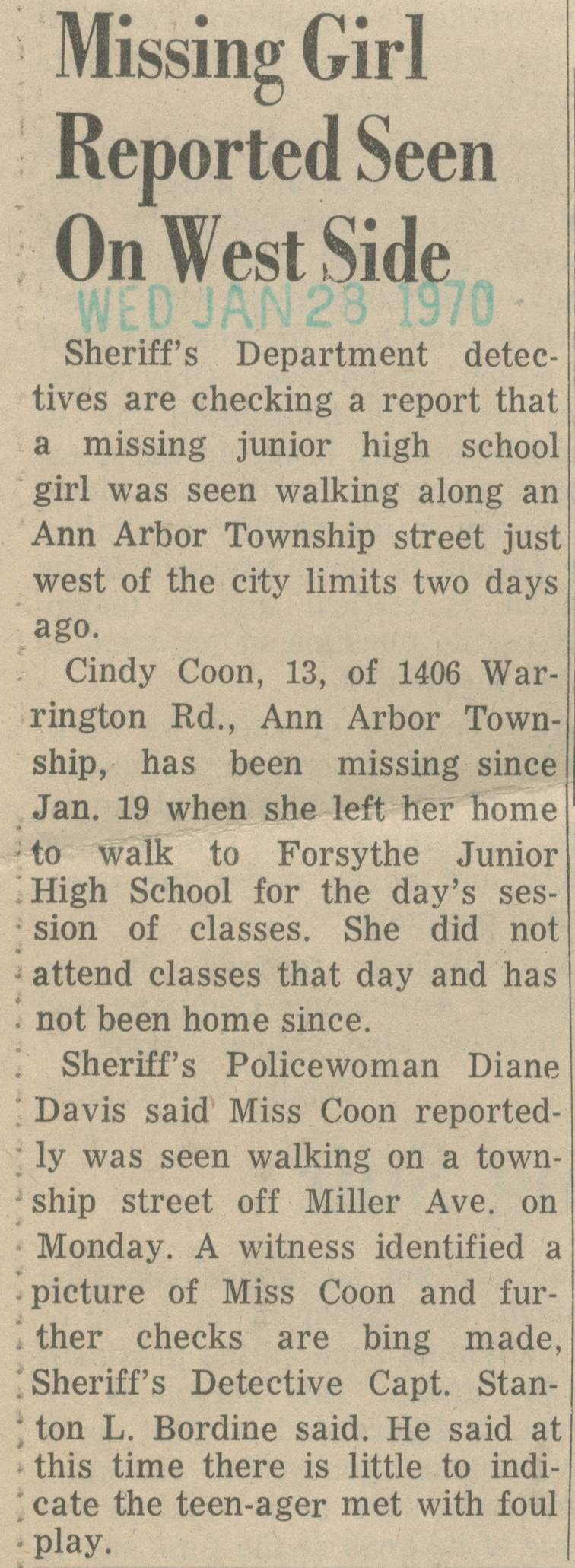 Missing Girl Reported Seen On West Side image