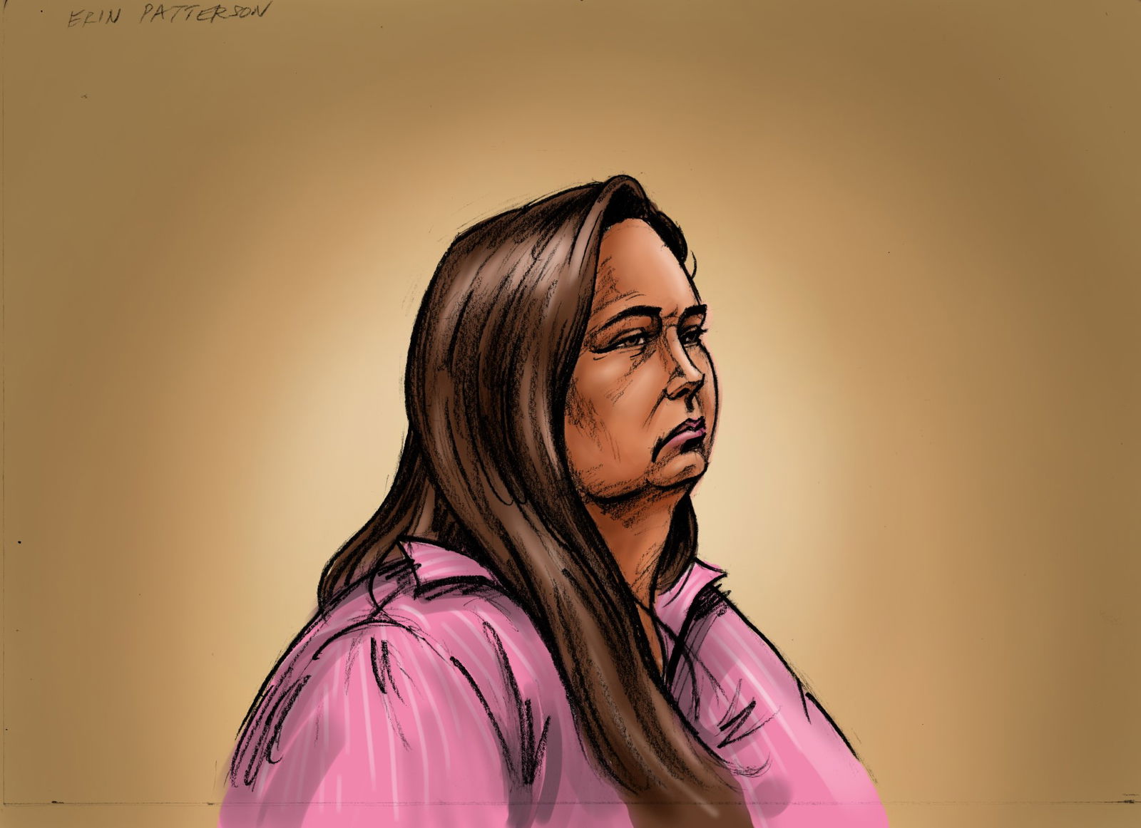 A coloured digital drawing of Erin Patterson