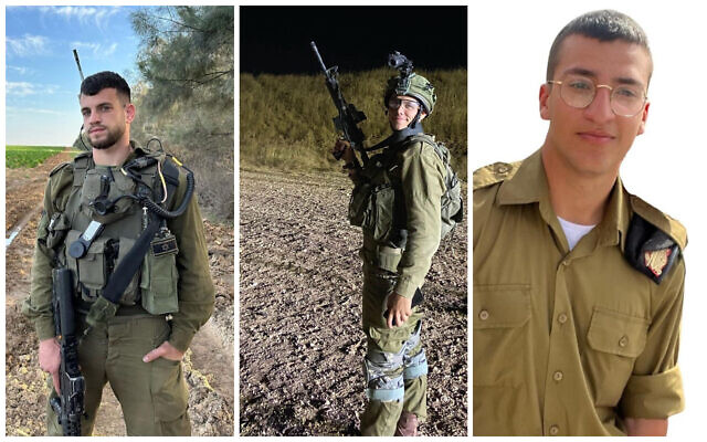L-R: Staff Sgt. Tomer Yaakov Ahimas, Sgt. Kiril Brodski, and Sgt. Shaked Dahan (Courtesy)