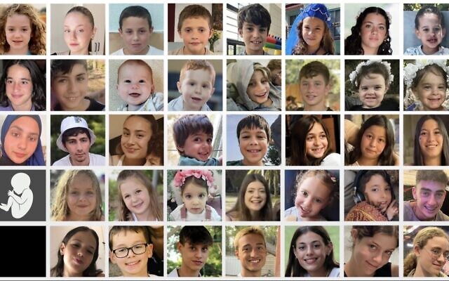 The children and babies kidnapped on October 7 and held hostage by terrorists in the Gaza Strip. (Israel's official Twitter account)