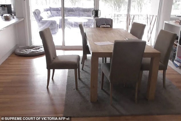 The living room at Leongatha where the four guests ate the poisoned meal which killed three of them, Ian Wilkinson only surviving after drastic transplant surgery