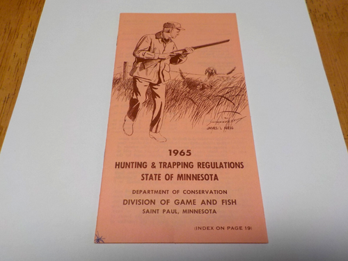 Vintage 1965 Minnesota Hunting & Trapping Regulations Laws. Hunting Book..