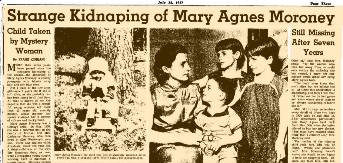 Newspaper article on Mary’s kidnapping