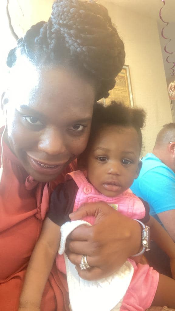 Bulaine Molme and her baby daughter 