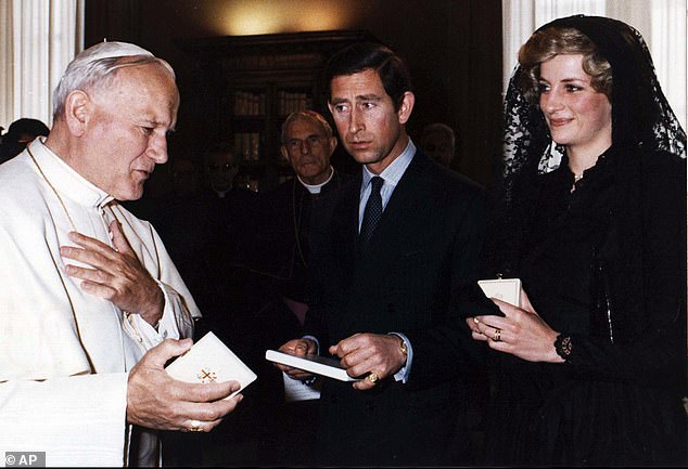 Charles met Pope John Paul II in 1985 with Princess Diana at the Vatican