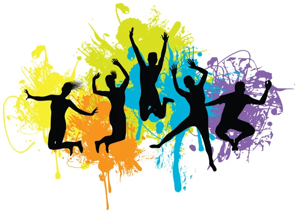 Silhouettes of jumping - Photo, Image
