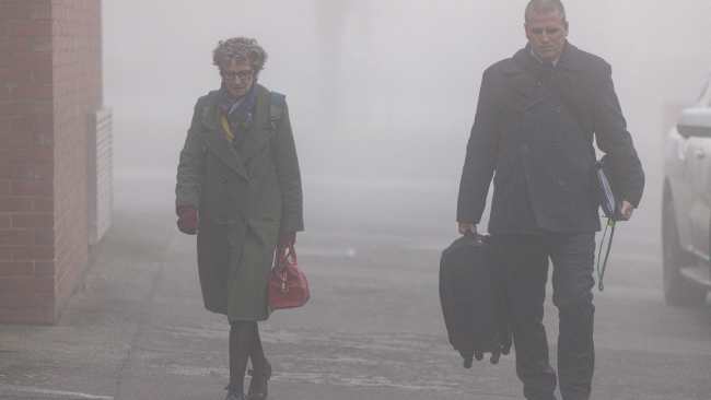 Chief Prosecutor Nanette Rogers (left) and Detective Stephen Eppingstall pictured arriving at the Latrobe Valley Court in Morwell on Thursday. Picture: NewsWire / Diego Fedele