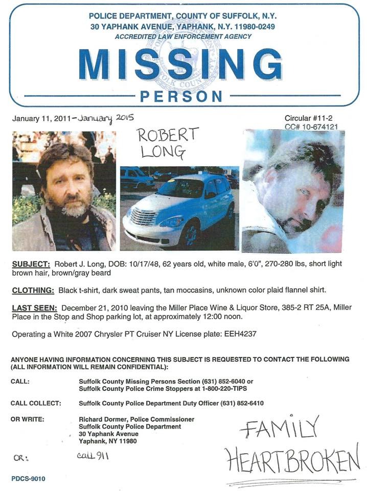 Missing person poster for Robert J. Long.
