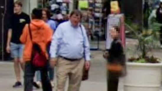 Google Street View images has captured Rex Heuermann, the alleged Gilgo Beach serial killer, talking to an unidentified woman (Google Maps)