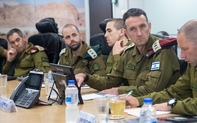 IDF Chief of Staff Lt. Gen. Herzi Halevi holds an assessment at the IDF Southern Command in Beersheba, October 8, 2023. (Israel Defense Forces) IDF Chief of Staff Lt. Gen. Herzi Halevi holds an assessment at the IDF Southern Command in Beersheba, October 8, 2023. (Israel Defense Forces)