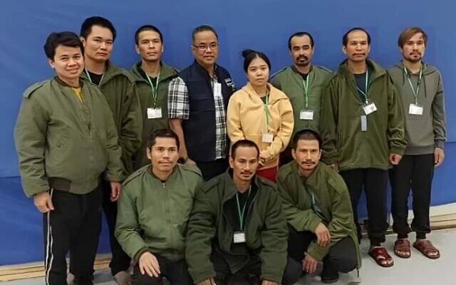 The Thai citizens released from Hamas captivity are seen with Thai officials in Israel on November 25, 2023. (Courtesy) The Thai citizens released from Hamas captivity are seen with Thai officials in Israel on November 25, 2023. (Courtesy)